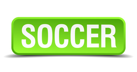 Soccer green 3d realistic square isolated button