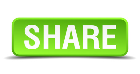 Share green 3d realistic square isolated button