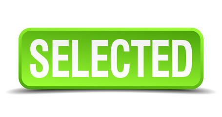 Selected green 3d realistic square isolated button