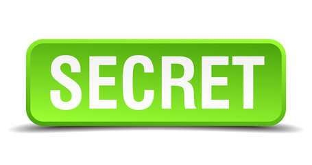 Secret green 3d realistic square isolated button