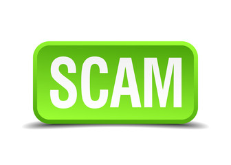 Scam green 3d realistic square isolated button