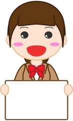 制服女性イラスト　メッセージ