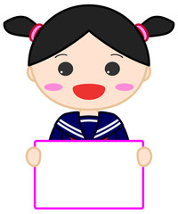 制服女子イラスト　メッセージ