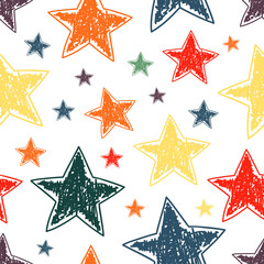 Obraz premium Hand drawn stars seamless pattern