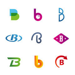 Set of letter B logos design template, elements, icons, signs,