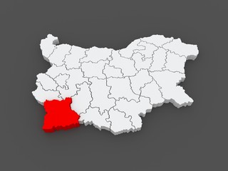 Fototapeta premium Map of Blagoevgrad Province. Bulgaria.