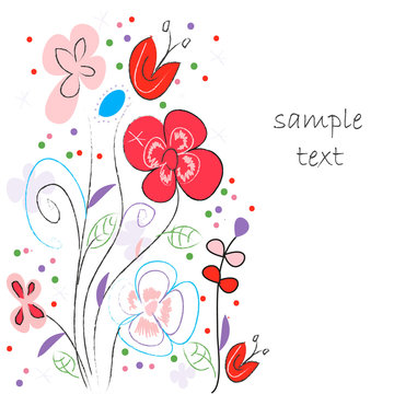 Flowers greeting card vector