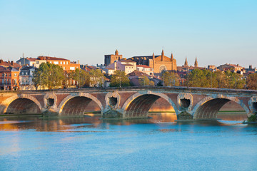 The Pont Neuf in Toulouse in summer - obrazy, fototapety, plakaty