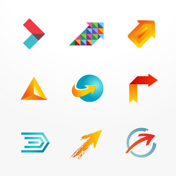Arrow logo design temlate icon set. Collection of signs.