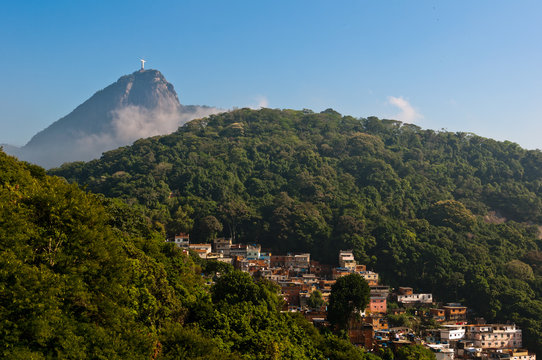 Rio de Janeiro Mountains with Slums and Corcovado