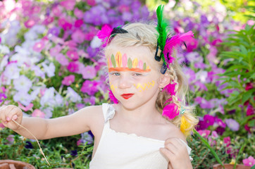 Fototapeta premium girl with indian face painting