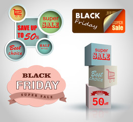 Set of Sale labels, Vector.