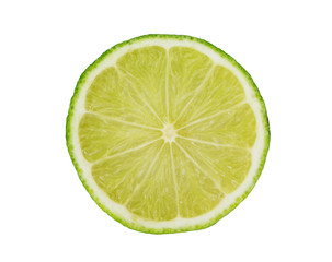 slice of fresh lime on white background