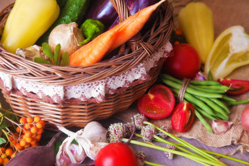 Organic vegetables in a basket