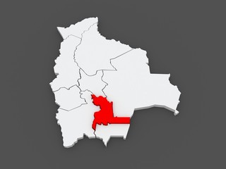 Map of Chuquisaca. Bolivia.