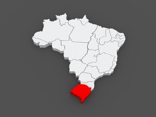 Map of Rio Grande do Sul. Brazil.