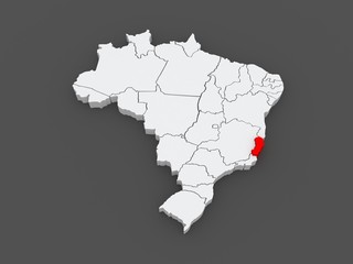 Map of Espirito Santo. Brazil.