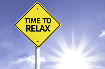 Time to Relax road sign with sun background