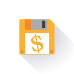 Floppy disk with a currency sign