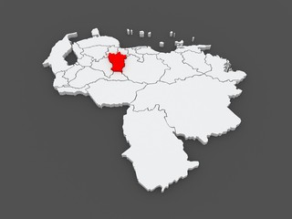 Map of Cojedes. Venezuela.