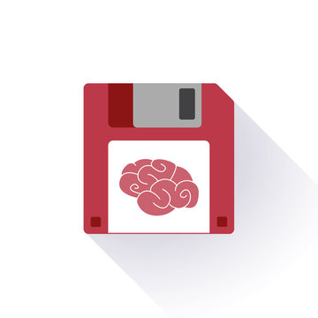 Floppy disk with a brain