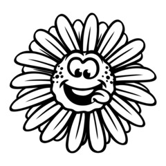 Funny chamomile flower, positive emotions concept