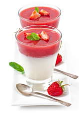 Dessert Panna Cotta with fresh strawberry
