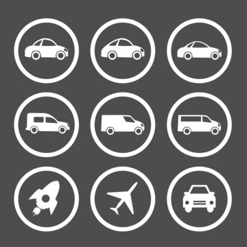 Flat car icons set