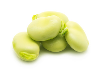 broad beans on white background