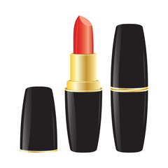 Obraz premium Pomade Lipstick in black case on white background Vector