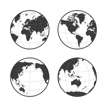Globe earth vector icon set on white background