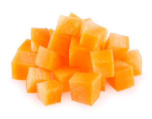 sliced carrot isolated on white background