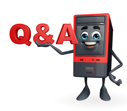 Computer Cabinet Character with Q & A sign