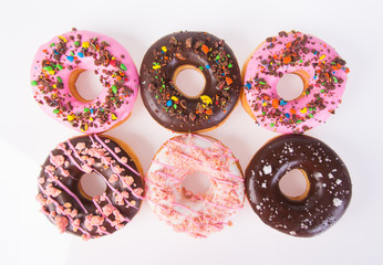 Assorted donuts donuts on a background
