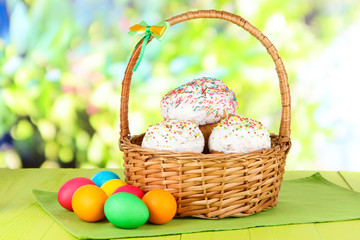 Sweet Easter cakes with colorful eggs
