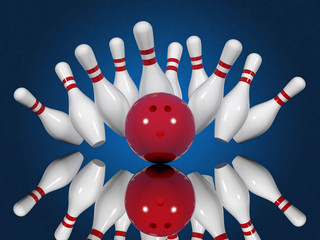 Ball crashing into the bowling pins