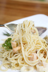 spaghetti with seafood