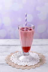 Glass of raspberry smoothie drink