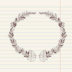 vector romantic sketch doodle illustration of wreath
