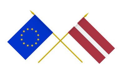 Flags, Latvia and European Union