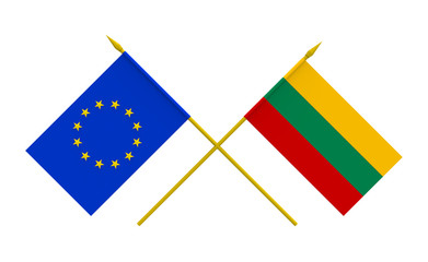 Flags, Lithuania and European Union