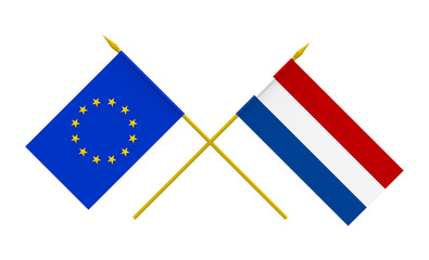 Flags, Netherlands and European Union