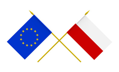 Flags, Poland and European Union