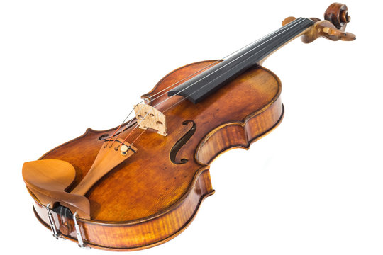 Antique violin isolated on the white background