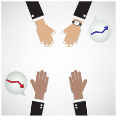 hands of businessman with graph increase on background