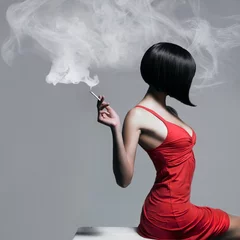 Wall murals Female Elegant lady with cigarette