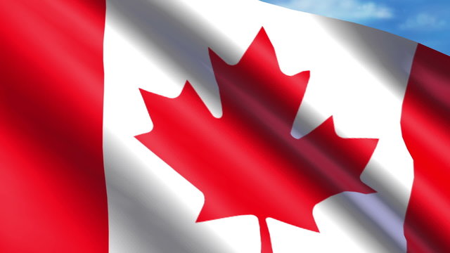 Looping Canadian Flag animation with sky background