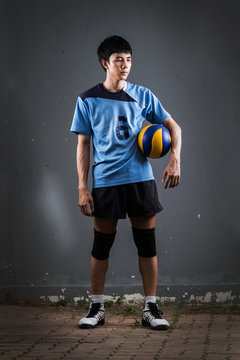 Asian volleyball athlete in action
