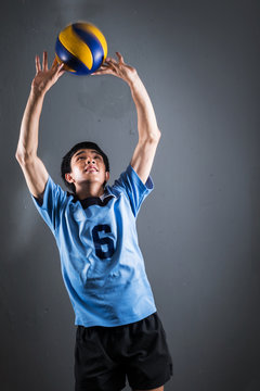 Asian volleyball athlete in action
