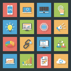SEO flat icons set